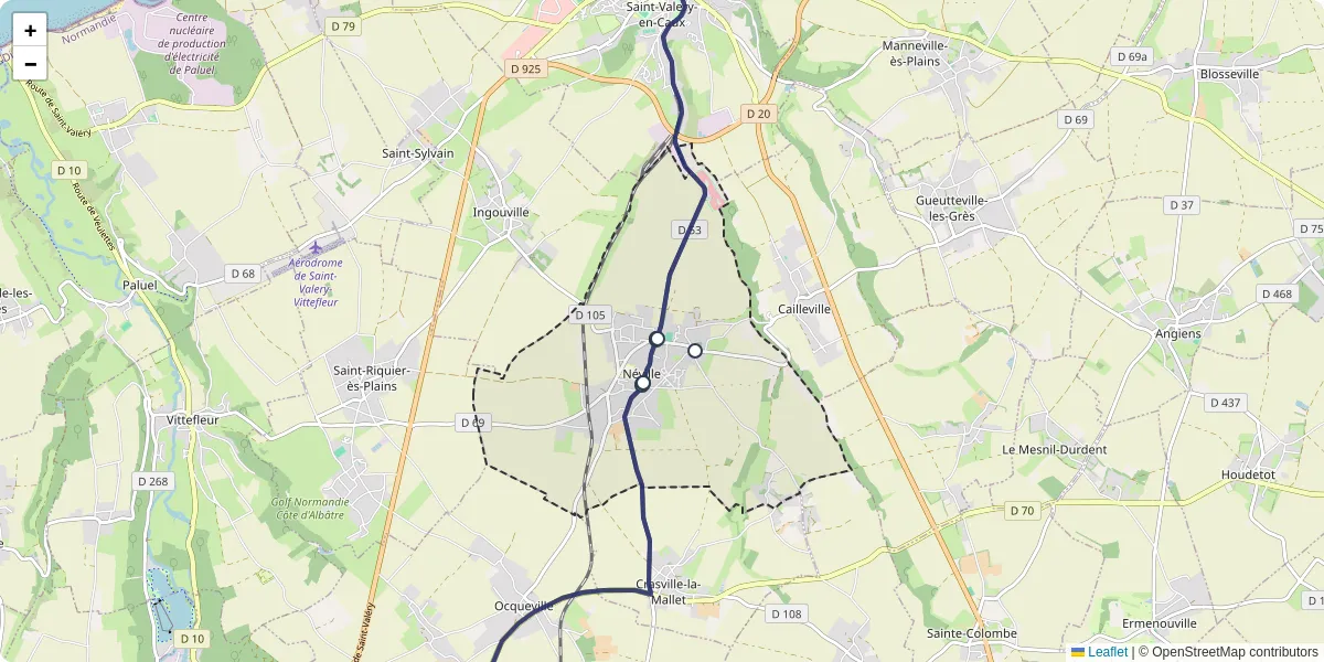 Carte du réseau de transport en commun à Néville - lignes de bus et arrêts