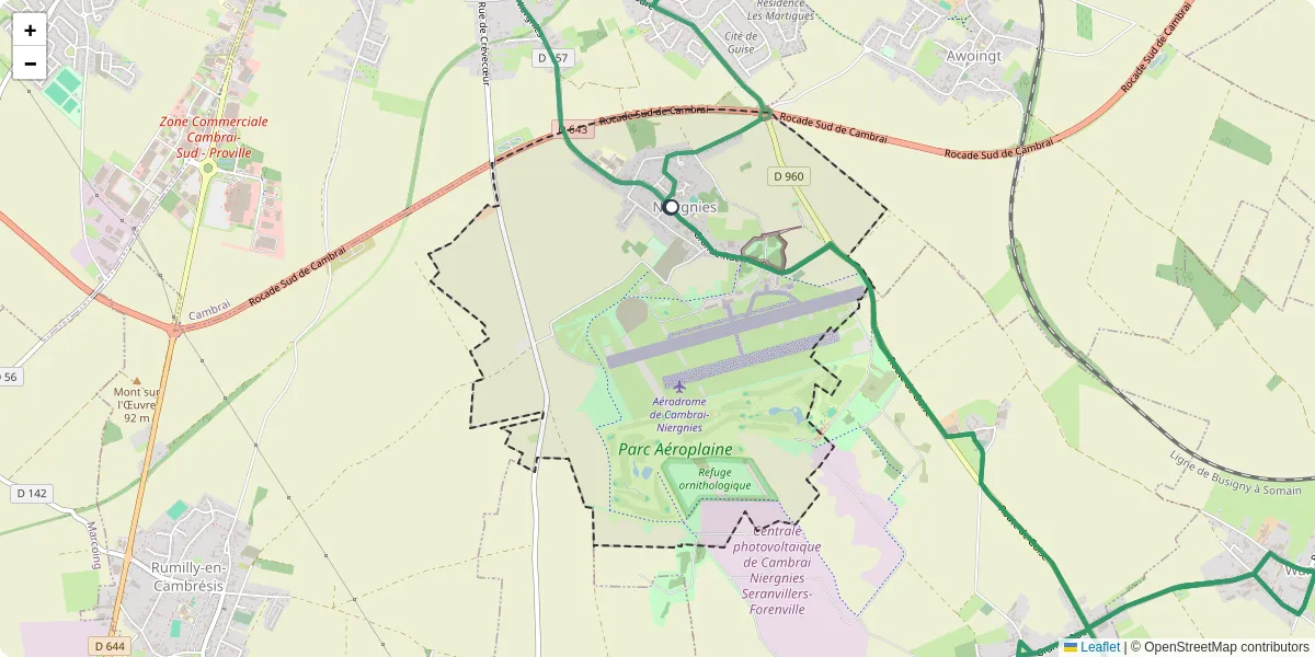 Carte du réseau de transport en commun à Niergnies - lignes de bus et arrêts
