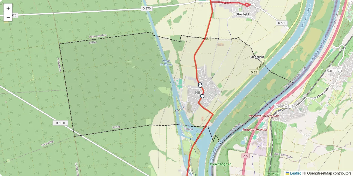 Carte du réseau de transport en commun à Niffer - lignes de bus et arrêts
