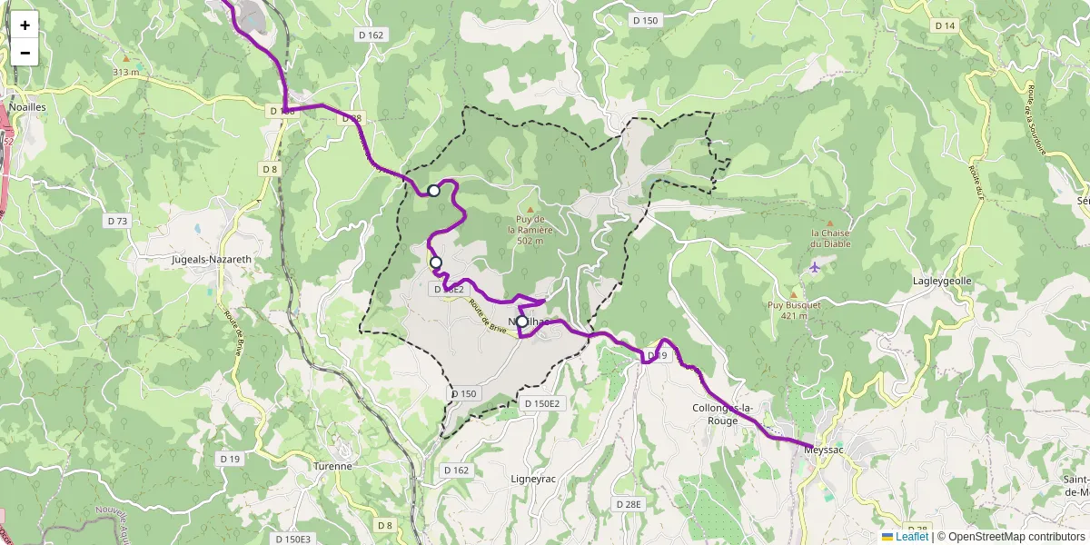 Carte du réseau de transport en commun à Noailhac - lignes de bus et arrêts