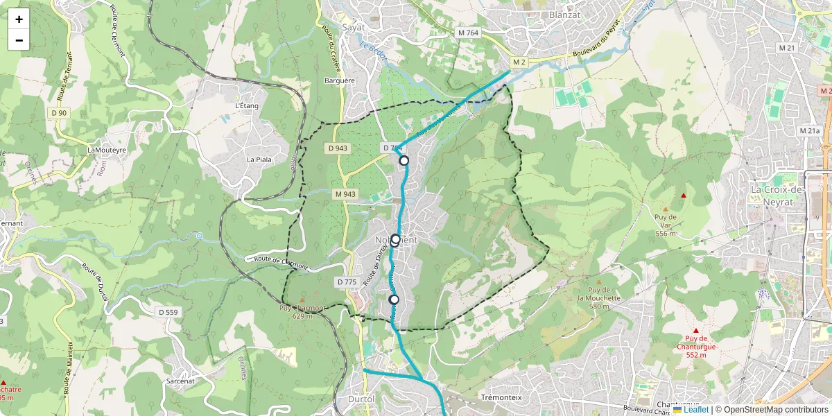 Carte du réseau de transport en commun à Nohanent - lignes de bus et arrêts