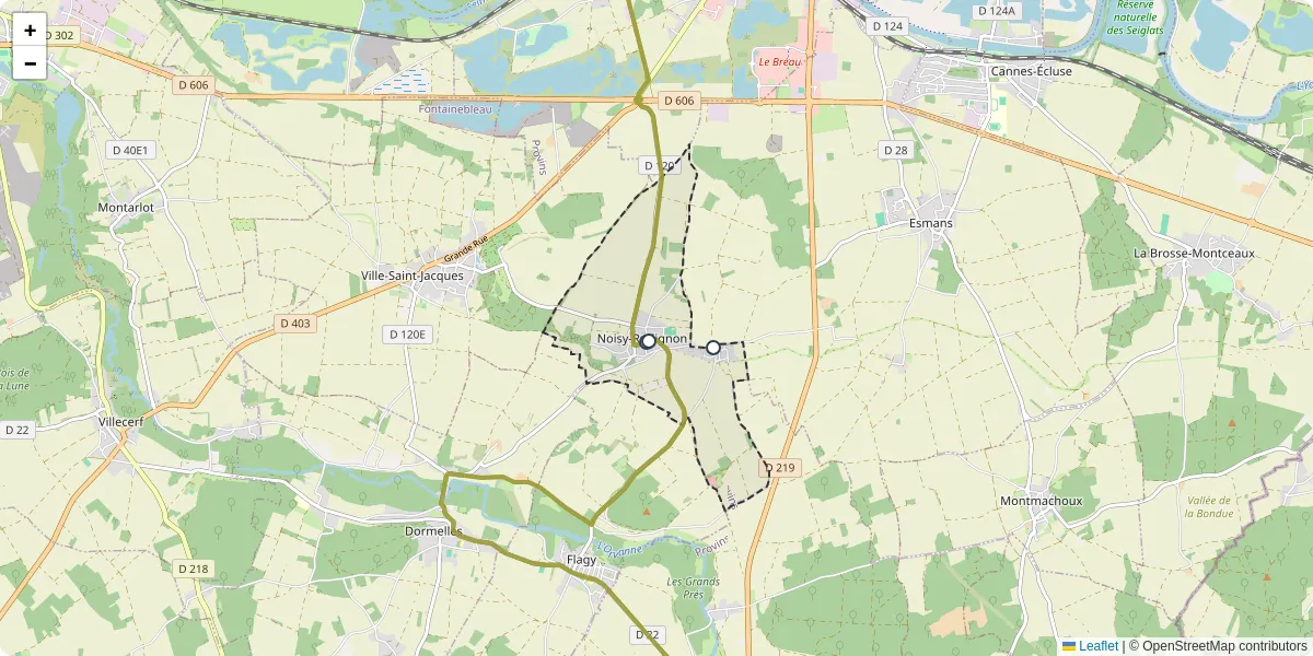 Carte du réseau de transport en commun à Noisy-Rudignon - lignes de bus et arrêts