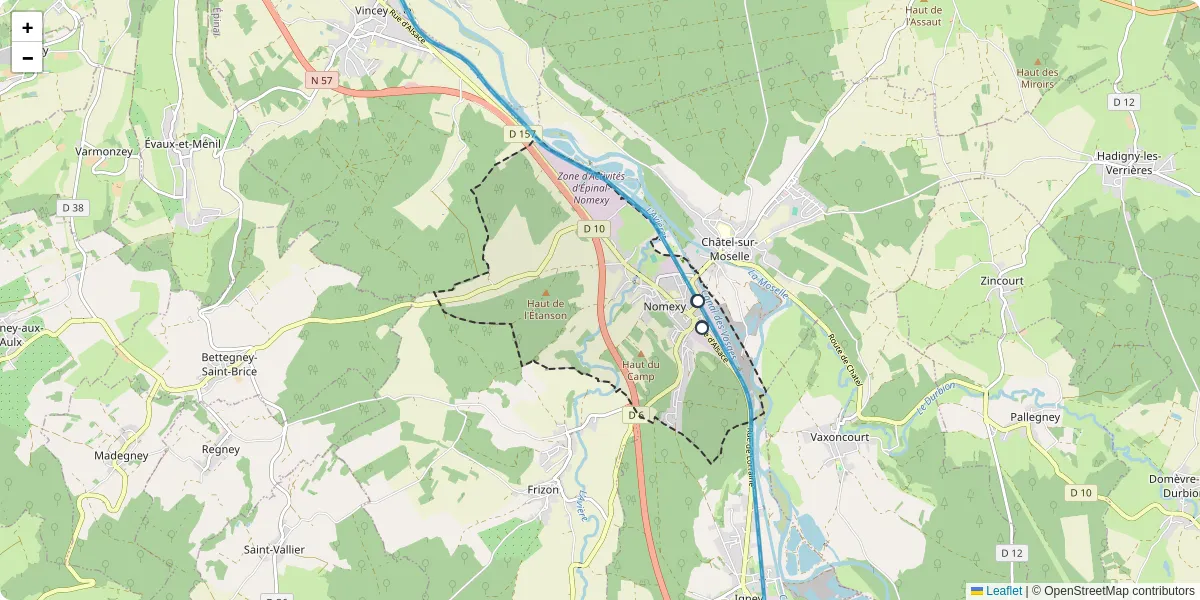 Carte du réseau de transport en commun à Nomexy - lignes de bus et arrêts