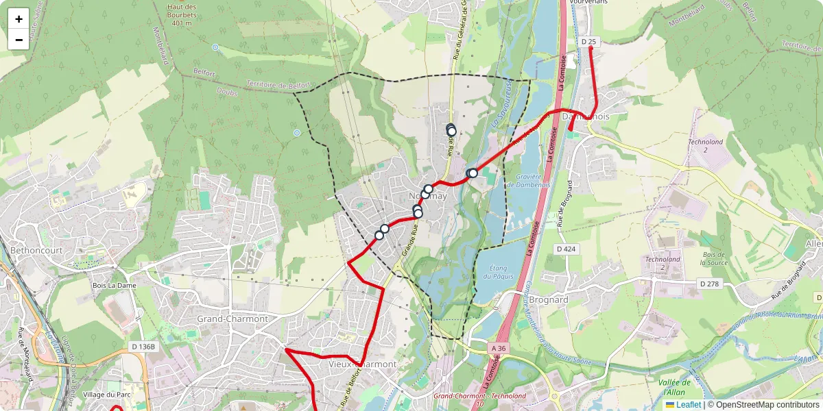 Carte du réseau de transport en commun à Nommay - lignes de bus et arrêts