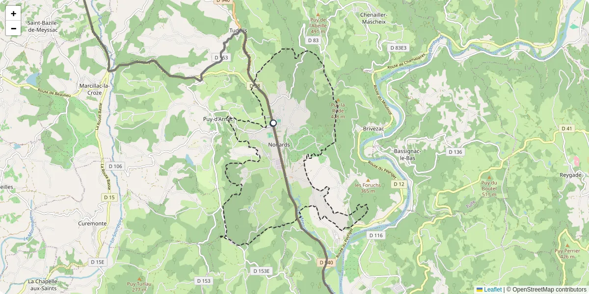 Carte du réseau de transport en commun à Nonards - lignes de bus et arrêts