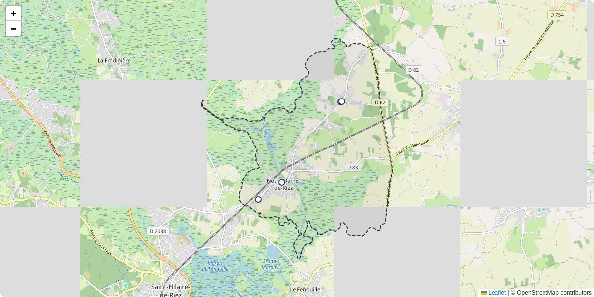 Carte du réseau de transport en commun à Notre-Dame-de-Riez - lignes de bus et arrêts