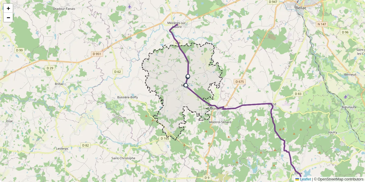 Carte du réseau de transport en commun à Nouic - lignes de bus et arrêts