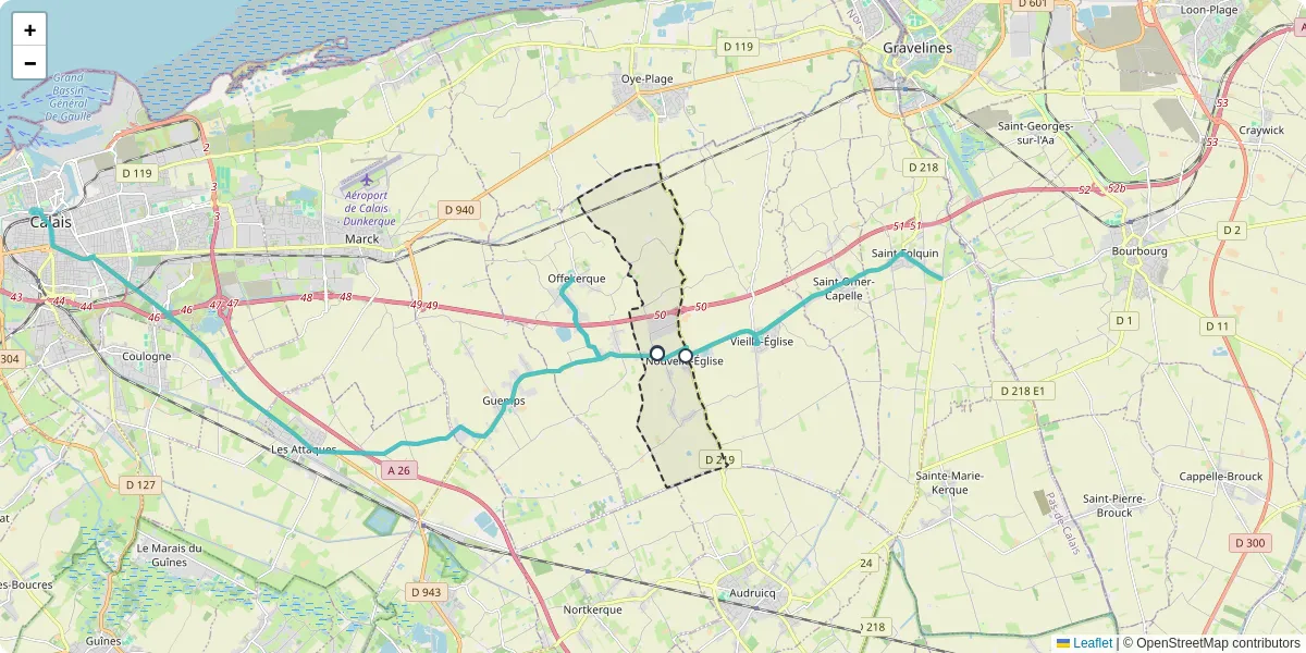 Carte du réseau de transport en commun à Nouvelle-Église - lignes de bus et arrêts