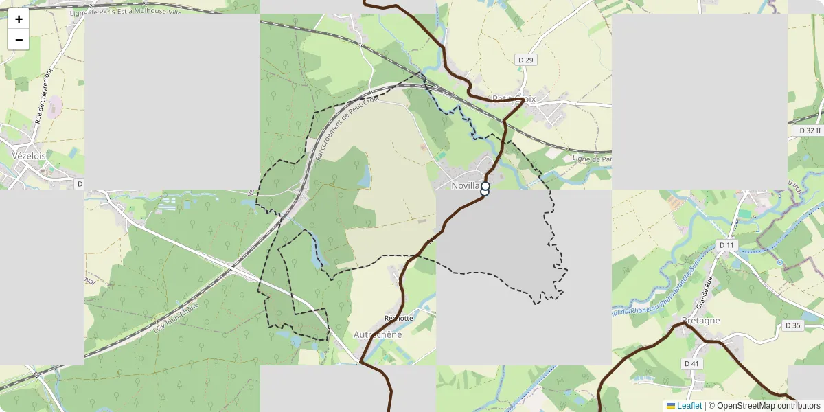Carte du réseau de transport en commun à Novillard - lignes de bus et arrêts
