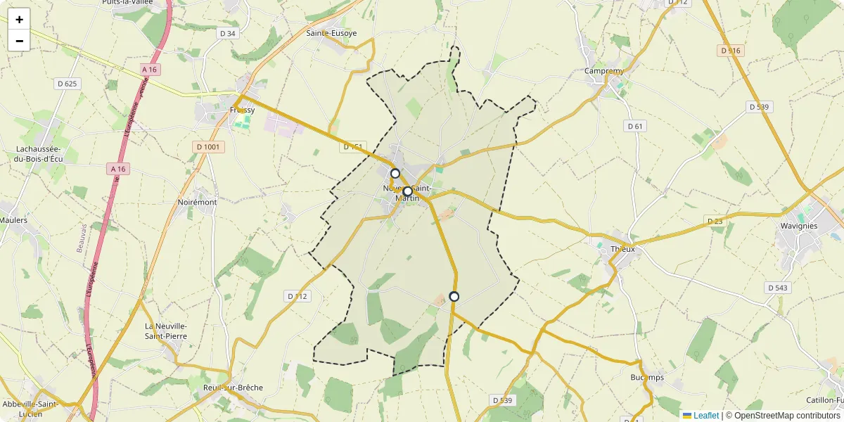 Carte du réseau de transport en commun à Noyers-Saint-Martin - lignes de bus et arrêts