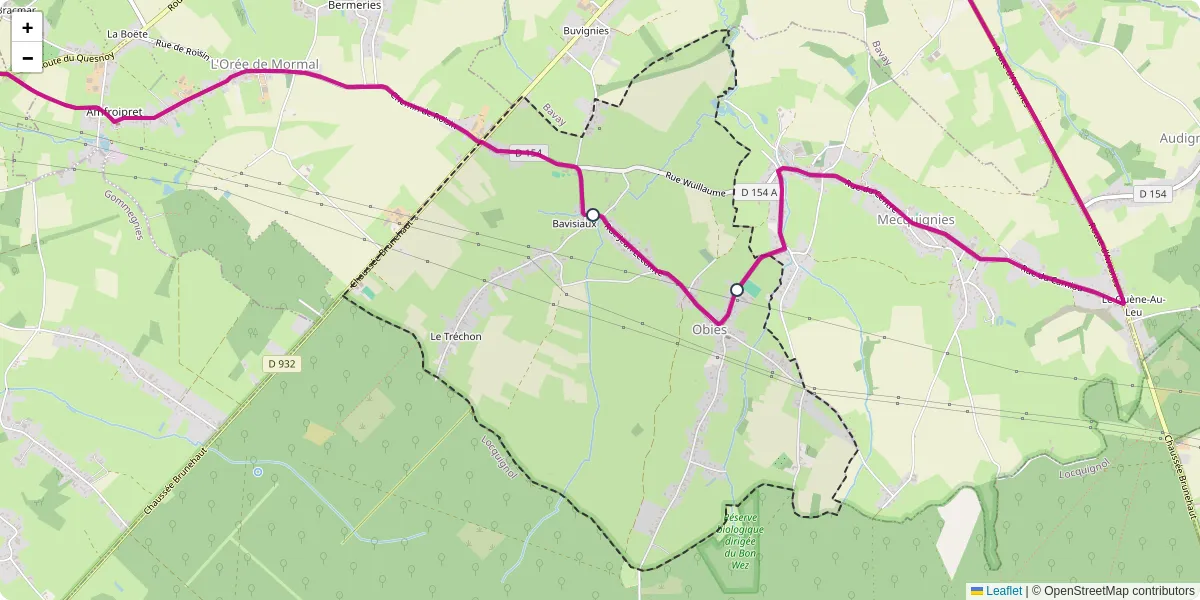 Carte du réseau de transport en commun à Obies - lignes de bus et arrêts
