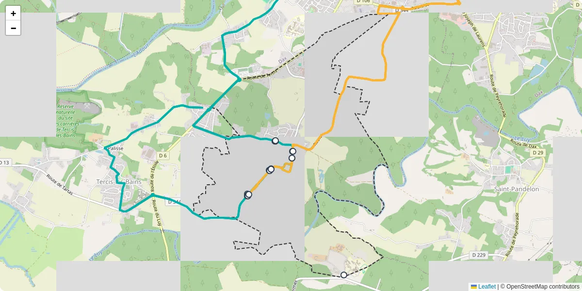Carte du réseau de transport en commun à Oeyreluy - lignes de bus et arrêts