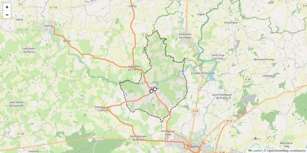 Carte du réseau de transport en commun à Oisseau - lignes de bus et arrêts