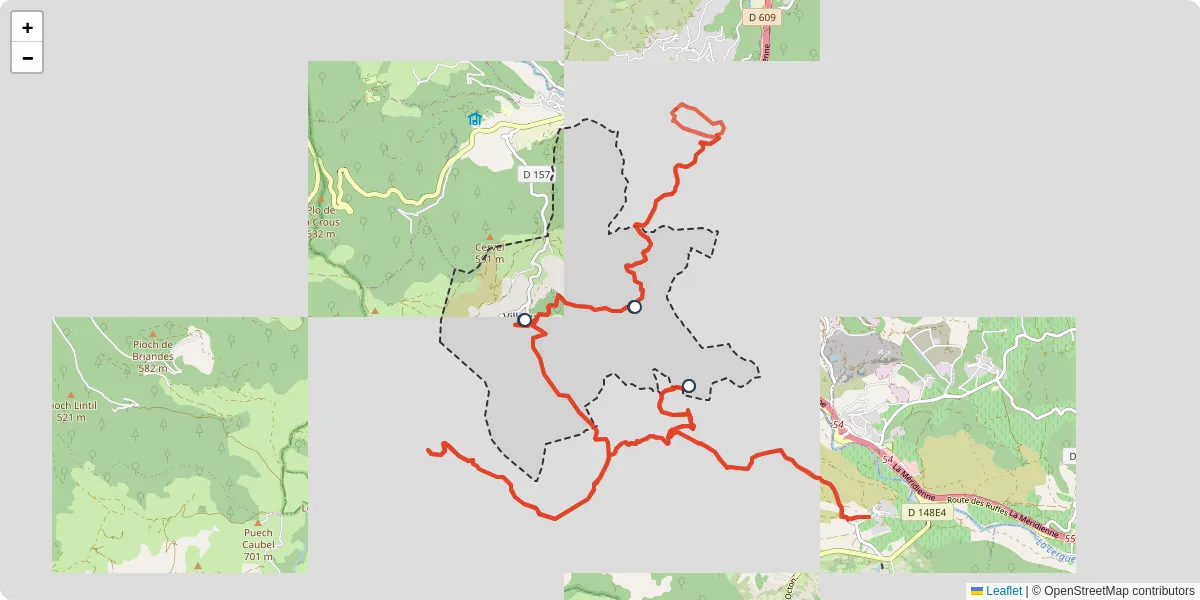 Carte du réseau de transport en commun à Olmet-et-Villecun - lignes de bus et arrêts