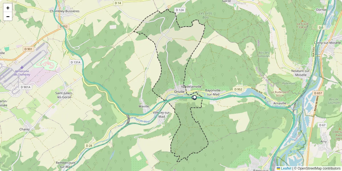 Carte du réseau de transport en commun à Onville - lignes de bus et arrêts