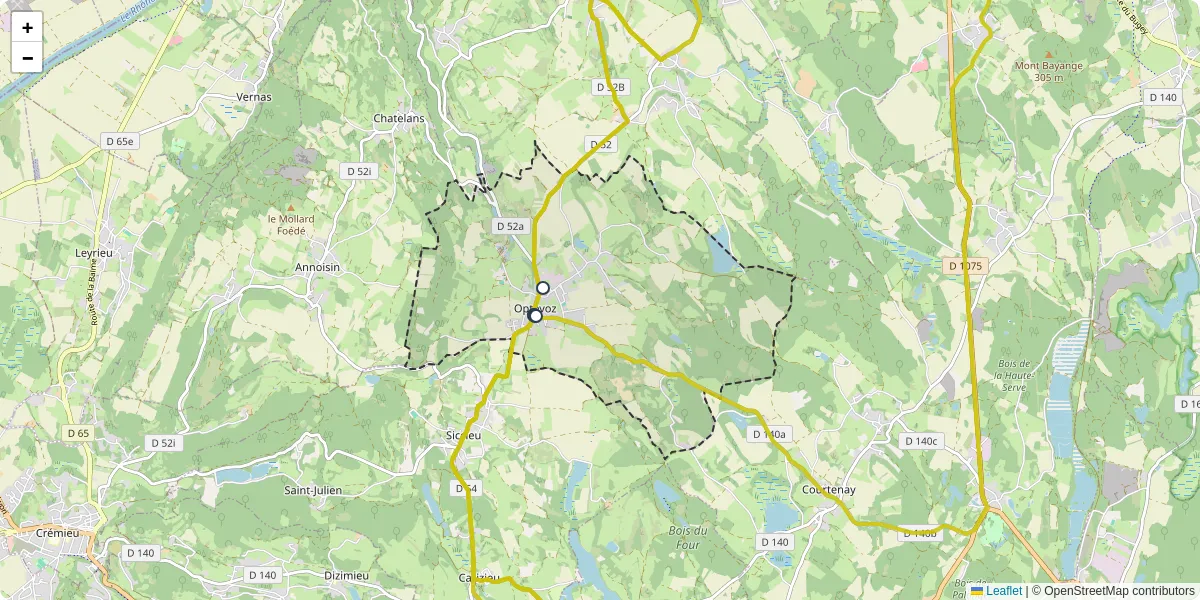 Carte du réseau de transport en commun à Optevoz - lignes de bus et arrêts
