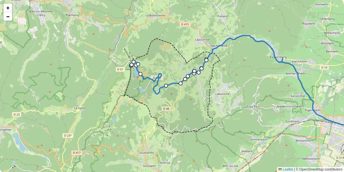 Carte du réseau de transport en commun à Orbey - lignes de bus et arrêts