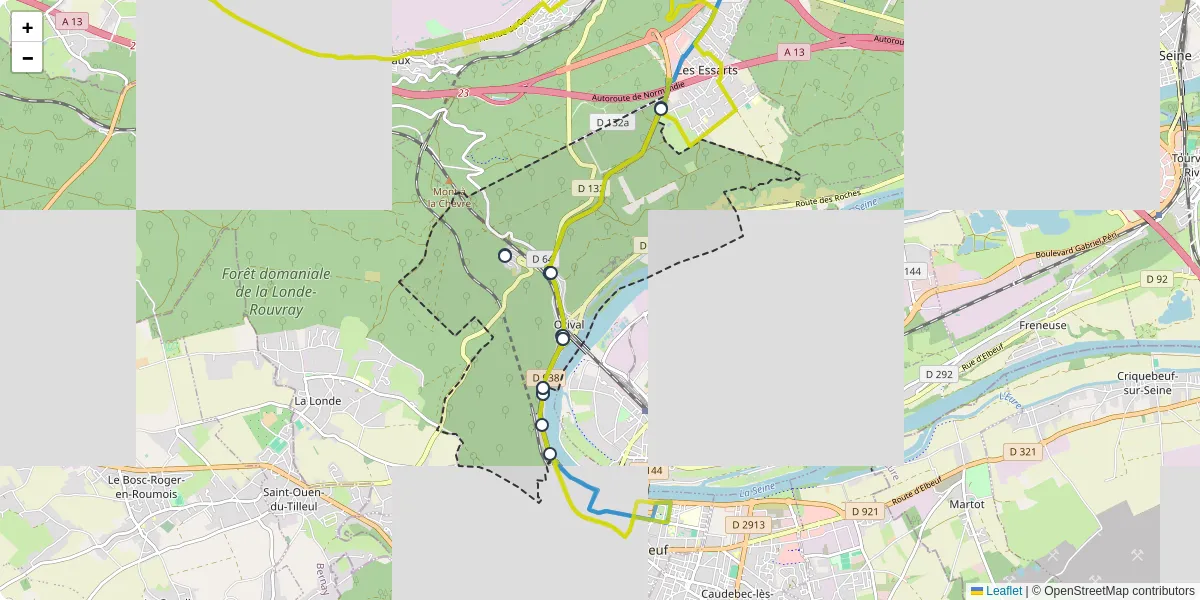 Carte du réseau de transport en commun à Orival - lignes de bus et arrêts