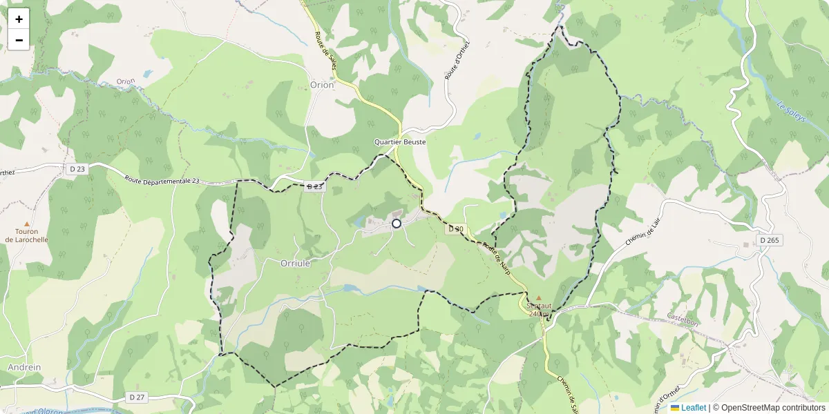 Carte du réseau de transport en commun à Orriule - lignes de bus et arrêts
