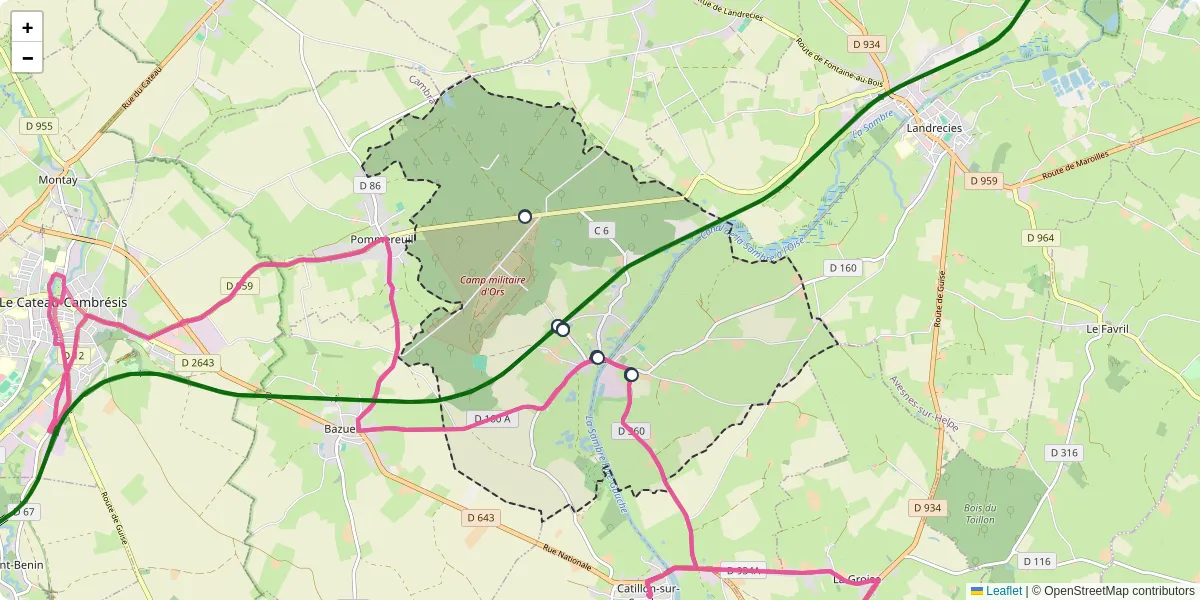 Carte du réseau de transport en commun à Ors - lignes de bus et arrêts