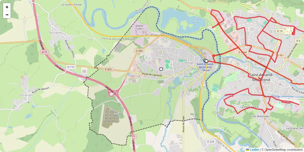 Carte du réseau de transport en commun à Orval - lignes de bus et arrêts