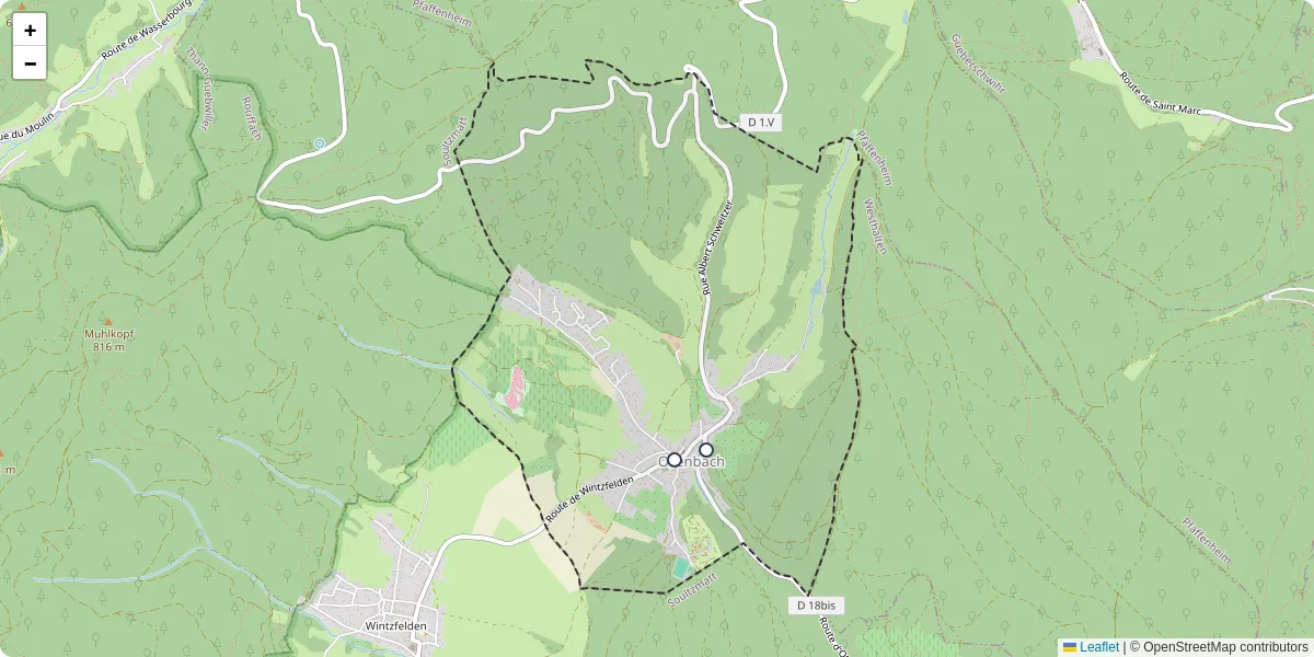 Carte du réseau de transport en commun à Osenbach - lignes de bus et arrêts