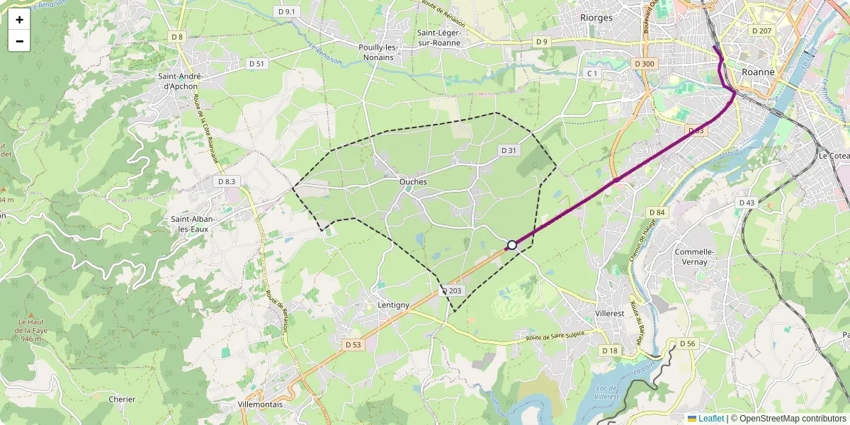 Carte du réseau de transport en commun à Ouches - lignes de bus et arrêts
