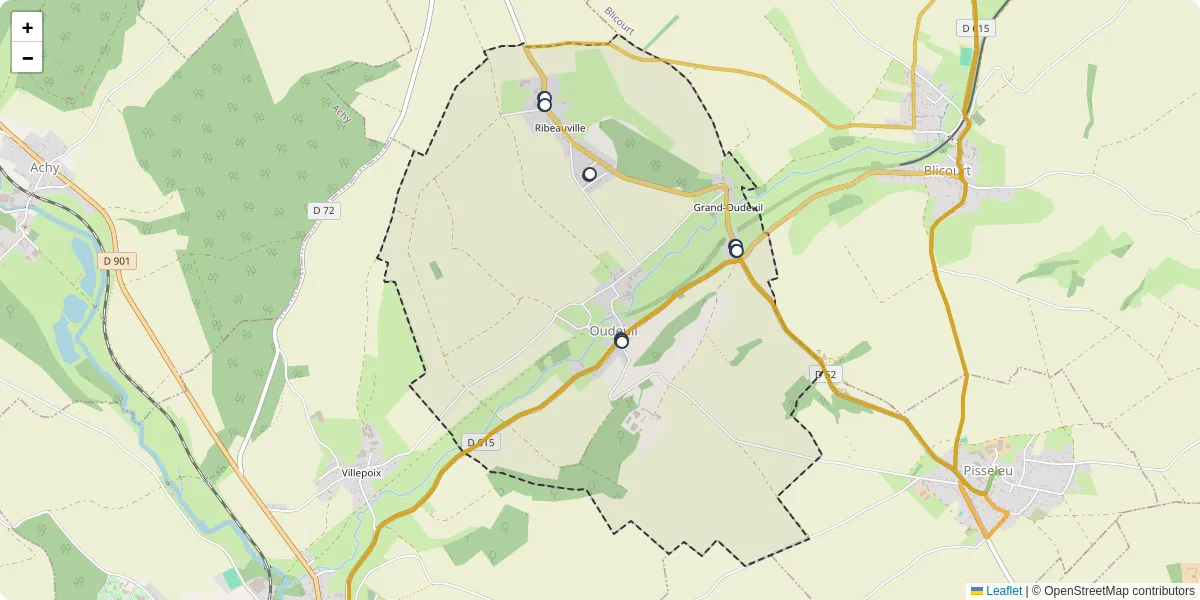 Carte du réseau de transport en commun à Oudeuil - lignes de bus et arrêts