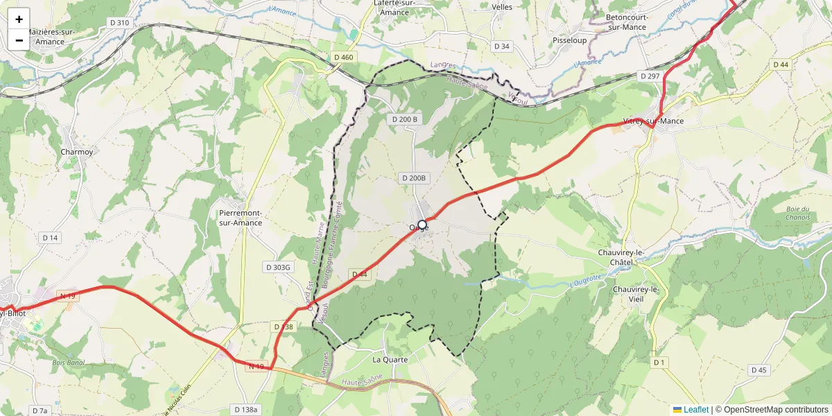 Carte du réseau de transport en commun à Ouge - lignes de bus et arrêts