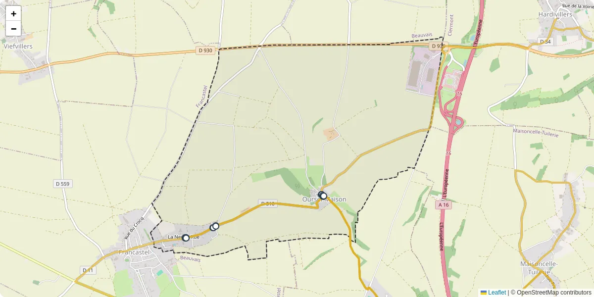 Carte du réseau de transport en commun à Oursel-Maison - lignes de bus et arrêts