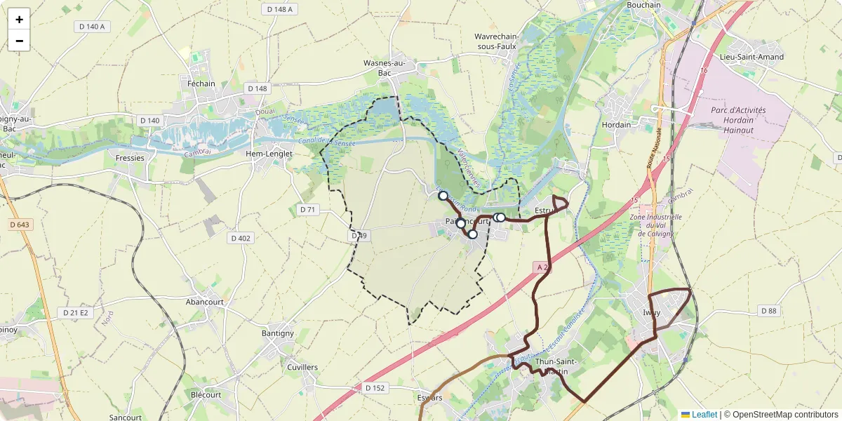 Carte du réseau de transport en commun à Paillencourt - lignes de bus et arrêts