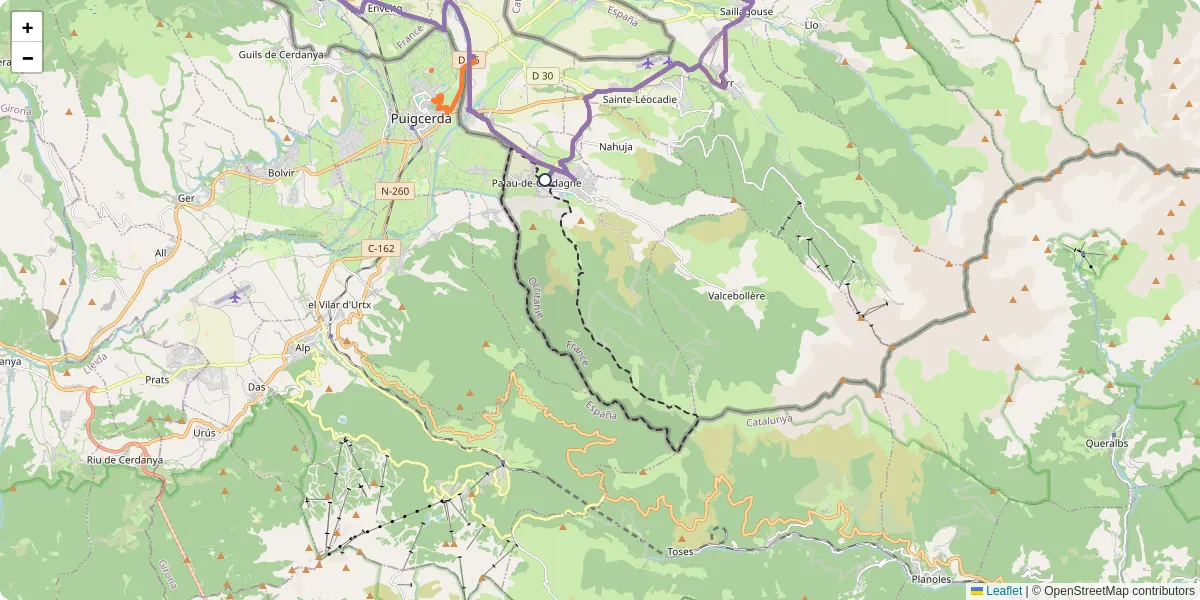 Carte du réseau de transport en commun à Palau-de-Cerdagne - lignes de bus et arrêts