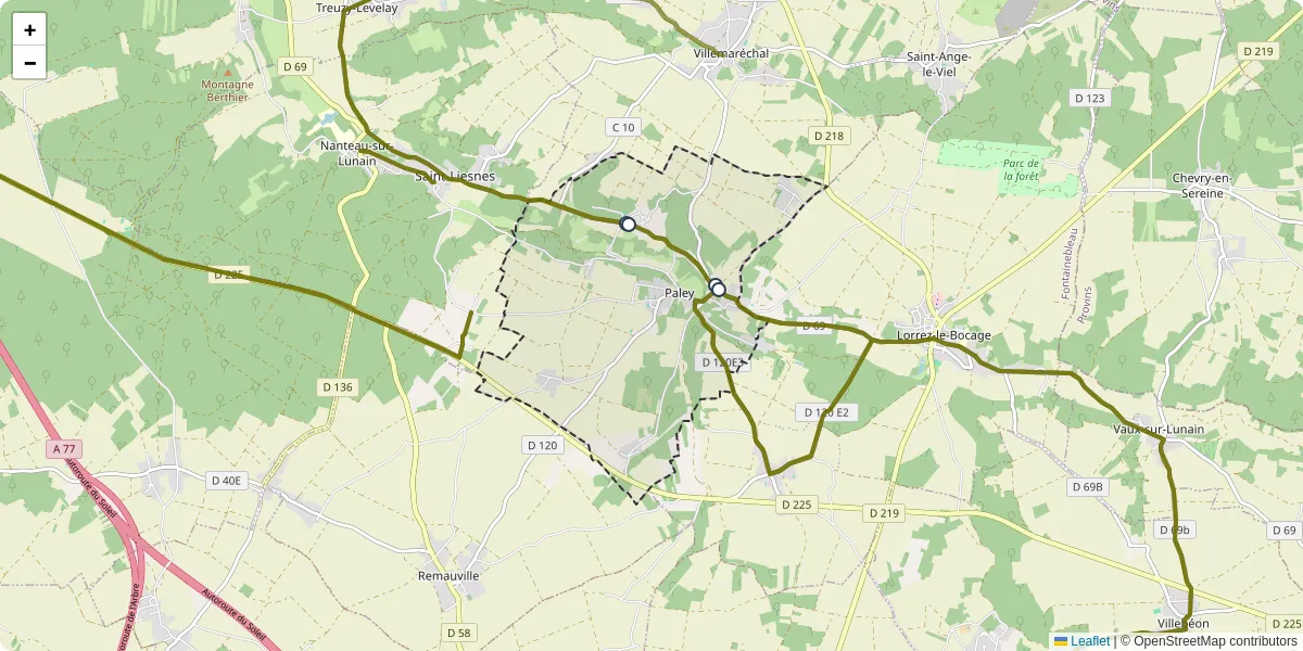 Carte du réseau de transport en commun à Paley - lignes de bus et arrêts