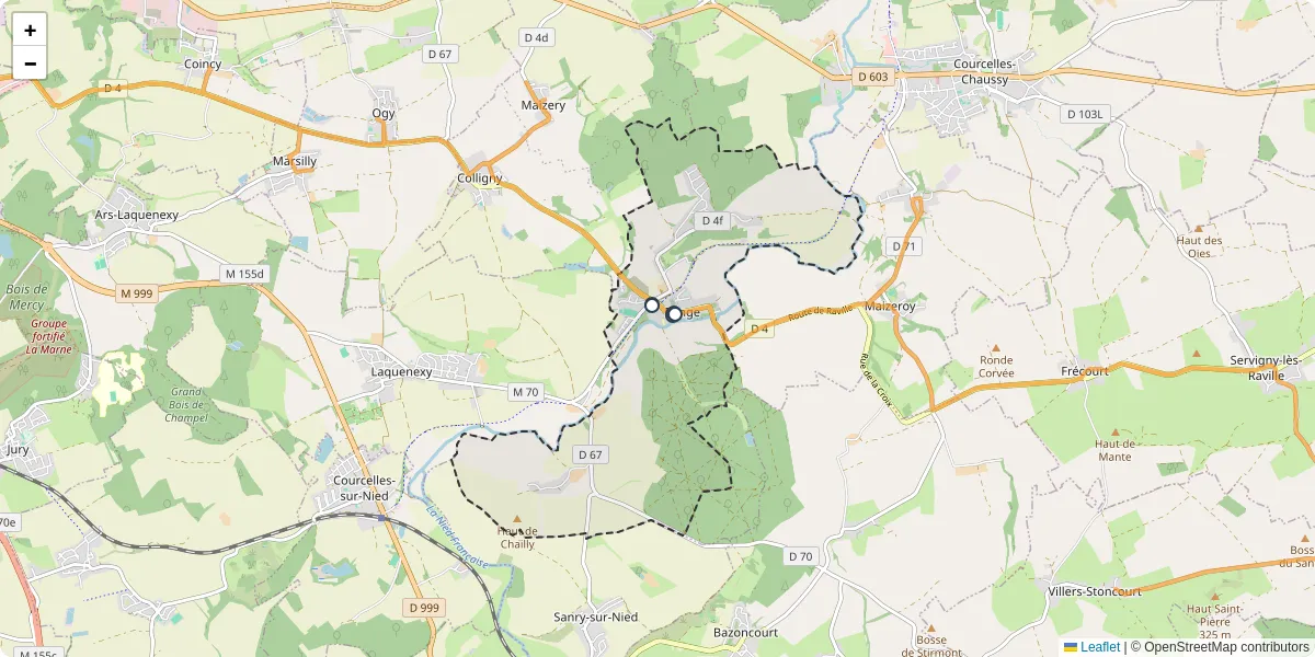 Carte du réseau de transport en commun à Pange - lignes de bus et arrêts