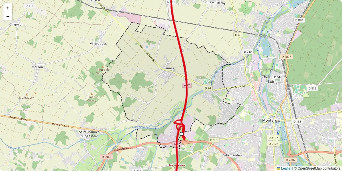 Carte du réseau de transport en commun à Pannes - lignes de bus et arrêts