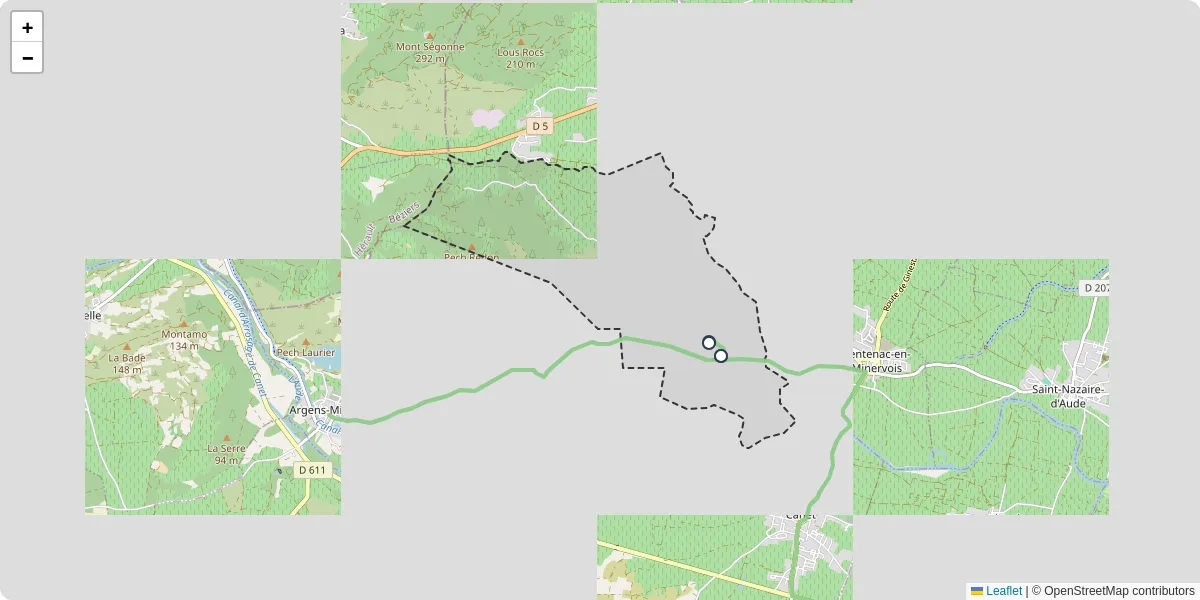Carte du réseau de transport en commun à Paraza - lignes de bus et arrêts