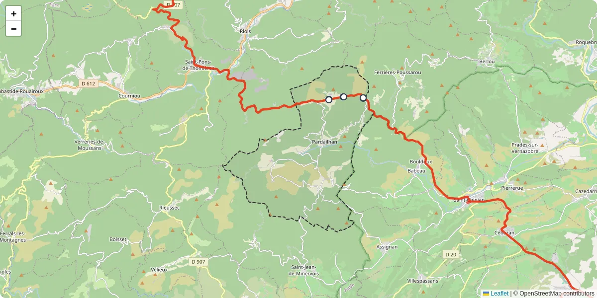 Carte du réseau de transport en commun à Pardailhan - lignes de bus et arrêts