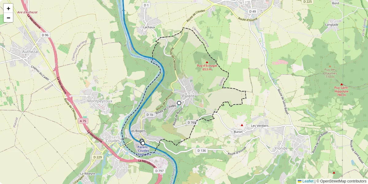 Carte du réseau de transport en commun à Parent - lignes de bus et arrêts