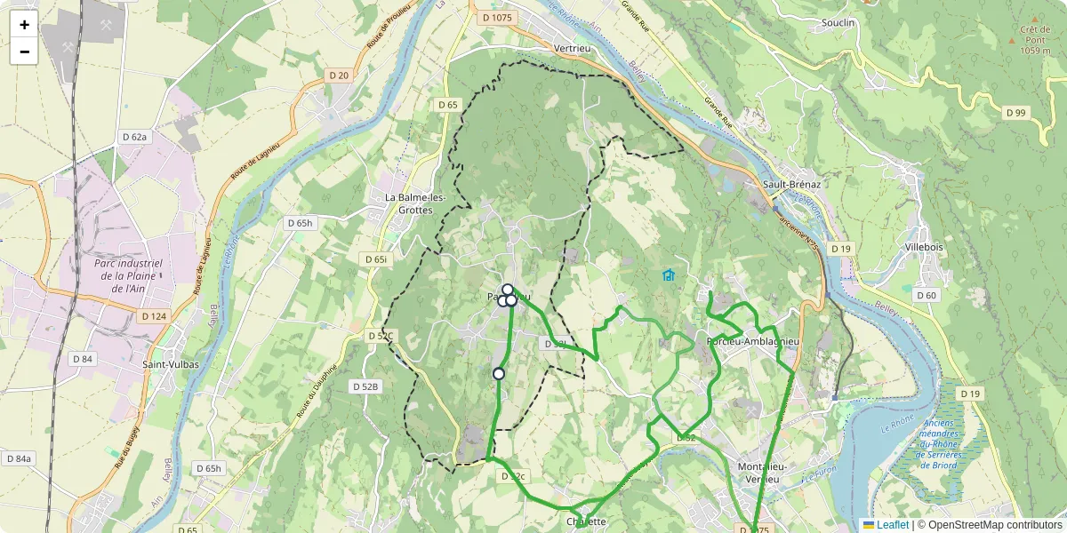 Carte du réseau de transport en commun à Parmilieu - lignes de bus et arrêts
