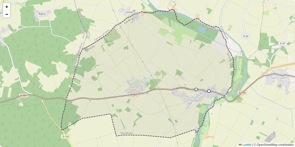 Carte du réseau de transport en commun à Pas-de-Jeu - lignes de bus et arrêts