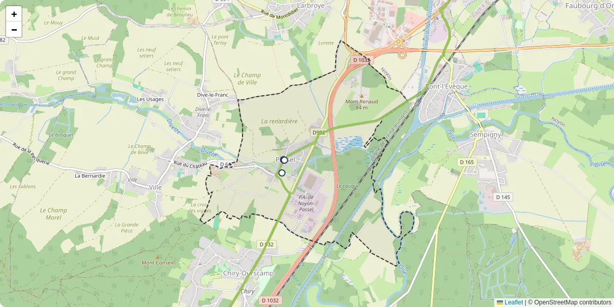 Carte du réseau de transport en commun à Passel - lignes de bus et arrêts