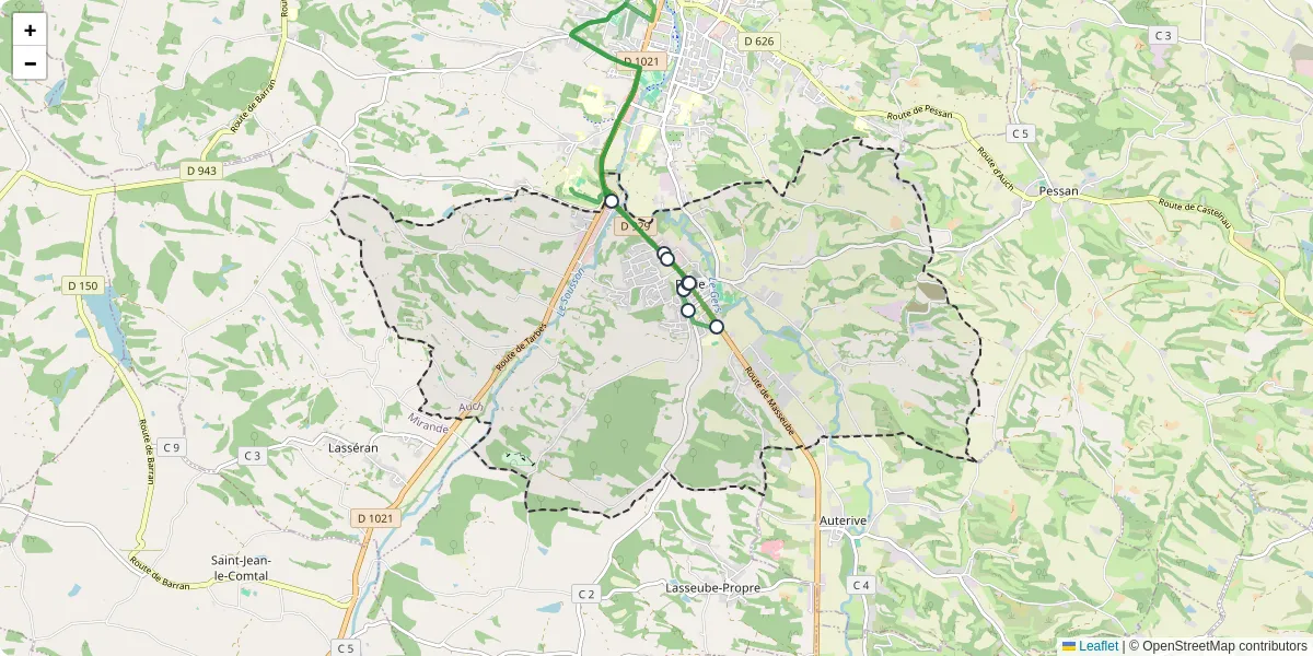 Carte du réseau de transport en commun à Pavie - lignes de bus et arrêts
