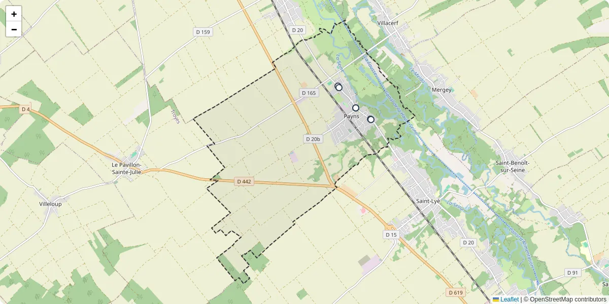 Carte du réseau de transport en commun à Payns - lignes de bus et arrêts