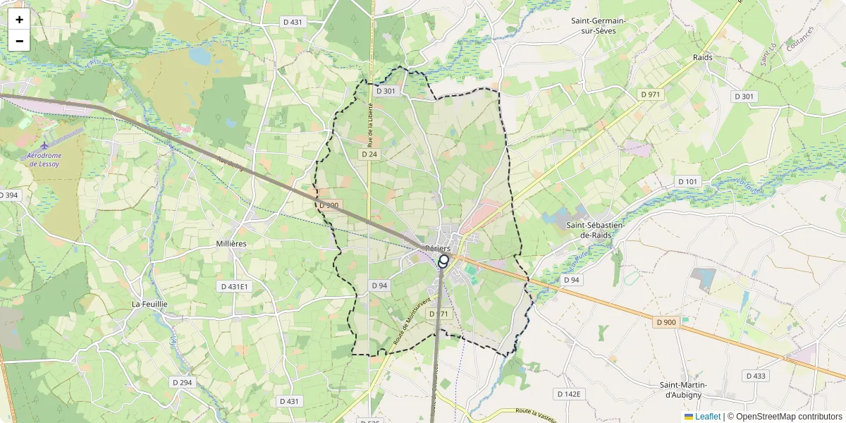 Carte du réseau de transport en commun à Périers - lignes de bus et arrêts