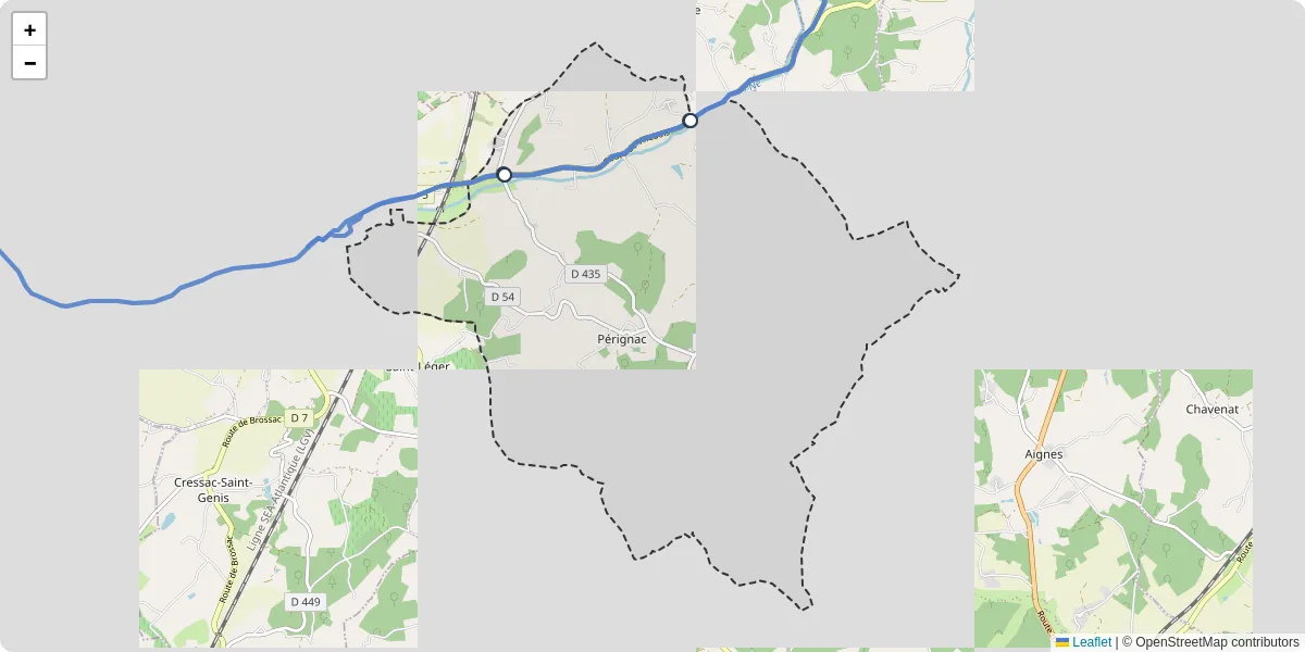 Carte du réseau de transport en commun à Pérignac - lignes de bus et arrêts