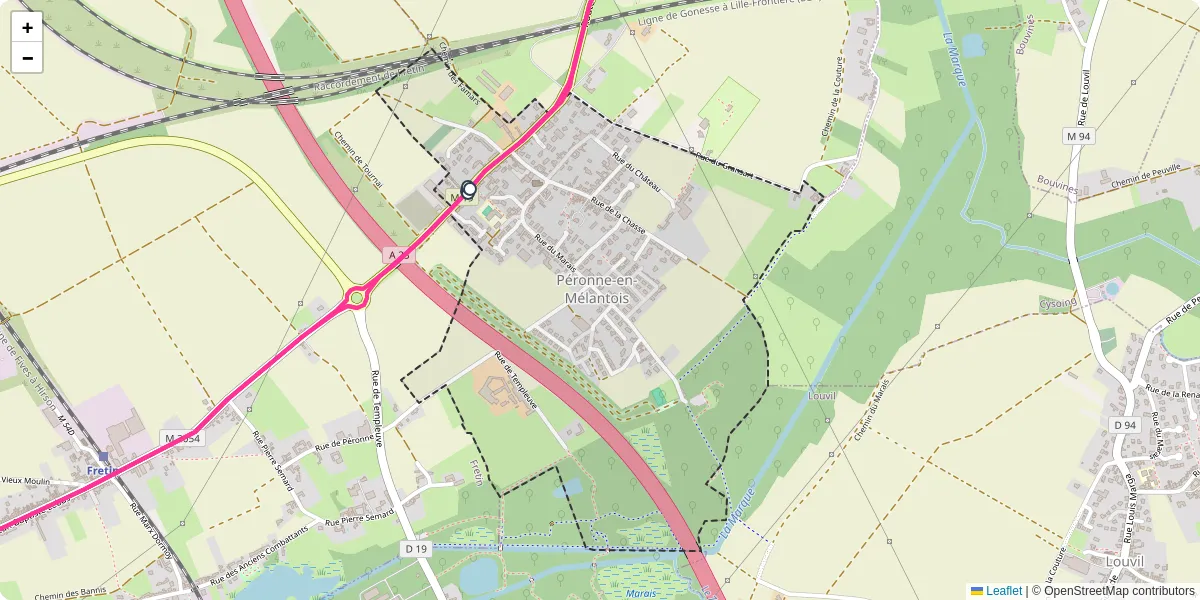 Carte du réseau de transport en commun à Péronne-en-Mélantois - lignes de bus et arrêts