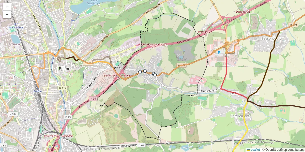 Carte du réseau de transport en commun à Pérouse - lignes de bus et arrêts