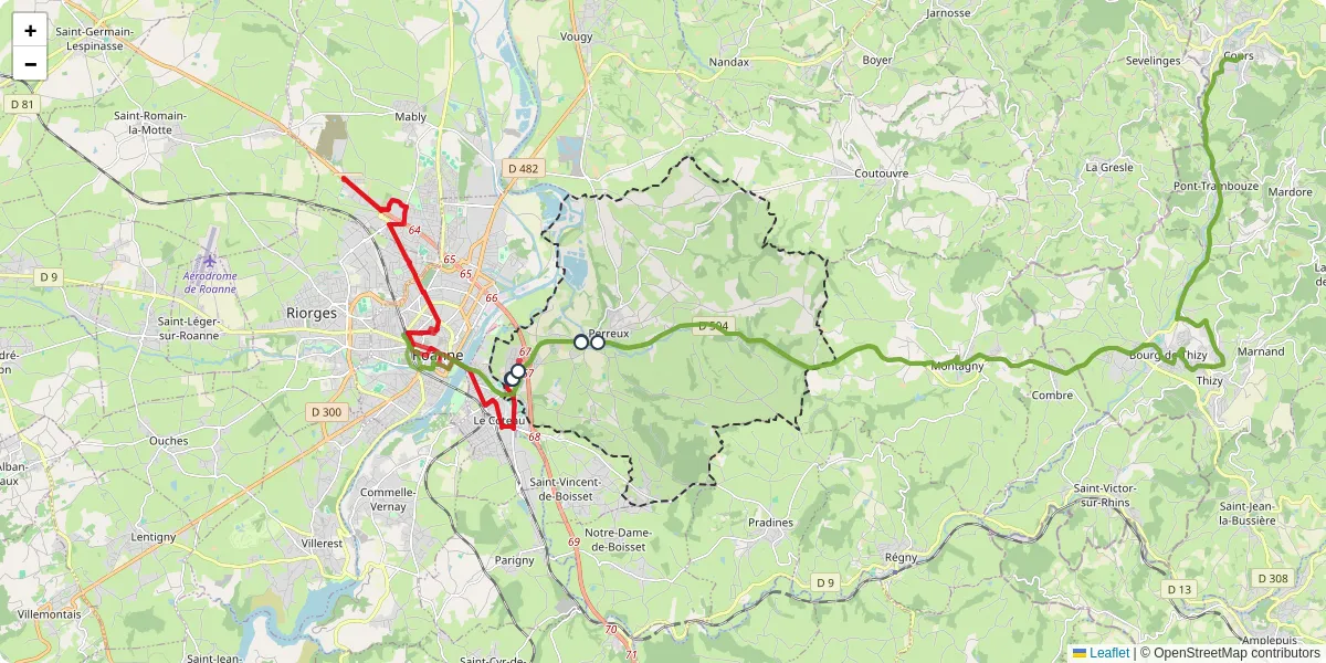 Carte du réseau de transport en commun à Perreux - lignes de bus et arrêts