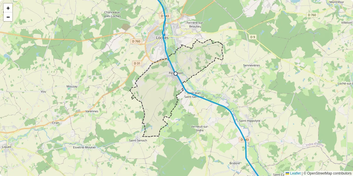 Carte du réseau de transport en commun à Perrusson - lignes de bus et arrêts