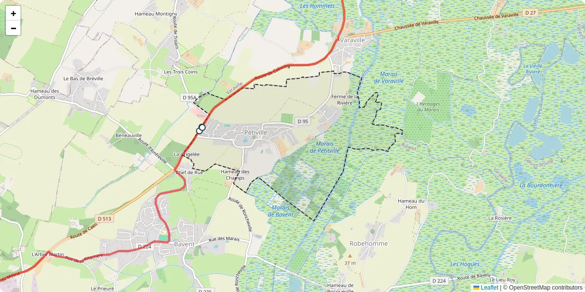 Carte du réseau de transport en commun à Petiville - lignes de bus et arrêts
